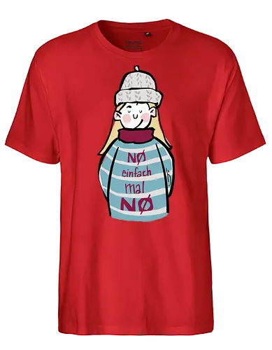 Nö, einfach mal nö! - Ringelpullisprüche, Ringeldinger, streifenweise, Spruch, Weisheit, Motivation, Ringelpulli, SprücheShirt, Cartoon Illustration, Nö, Nein, Statement, Handgezeichnet, Humor, Selbstironie, Streifenpulli, Spruchshirt, deutsch - Fairtrade T-Shirt