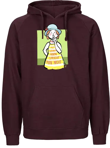 Mit leerem Hirn spricht man nicht - Ringelpullisprüche, Ringeldinger, streifenweise, Spruch, Weisheit, Motivation, Ringelpulli, SprücheShirt, Cartoon Illustration, Statement, Handgezeichnet, Humor, Selbstironie, Streifenpulli, Spruchshirt, deutsch - Fairtrade Hoodie