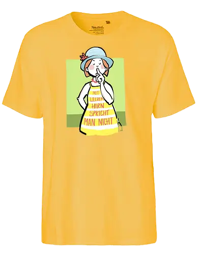 Mit leerem Hirn spricht man nicht - Ringelpullisprüche, Ringeldinger, streifenweise, Spruch, Weisheit, Motivation, Ringelpulli, SprücheShirt, Cartoon Illustration, Statement, Handgezeichnet, Humor, Selbstironie, Streifenpulli, Spruchshirt, deutsch - Fairtrade T-Shirt