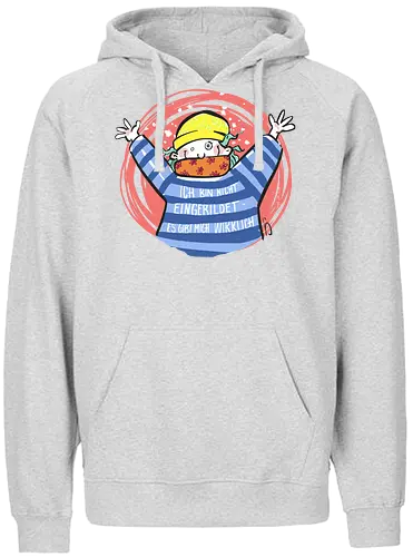 Ich bin nicht eingebildet, es gibt mich wirklich. - Ringelpullisprüche, Ringeldinger, streifenweise, Spruch, Weisheit, Motivation, Ringelpulli, SprücheShirt, Cartoon Illustration, Statement, Handgezeichnet, Humor, Selbstironie, Streifenpulli, Spruchshirt, deutsch - Fairtrade Hoodie