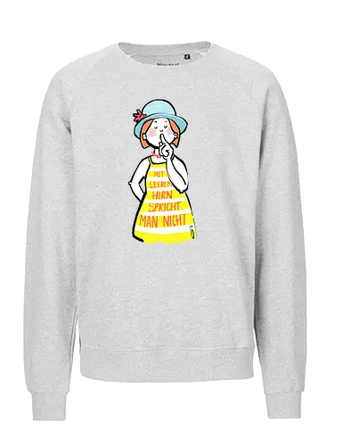 Mit leerem Hirn spricht man nicht - Ringelpullisprüche, Ringeldinger, streifenweise, Spruch, Weisheit, Motivation, Ringelpulli, SprücheShirt, Cartoon Illustration, Statement, Handgezeichnet, Humor, Selbstironie, Streifenpulli, Spruchshirt, deutsch - Fairtrade Sweatshirt