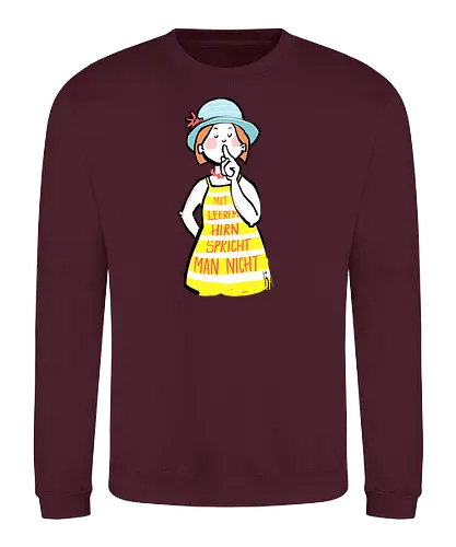 Mit leerem Hirn spricht man nicht - Ringelpullisprüche, Ringeldinger, streifenweise, Spruch, Weisheit, Motivation, Ringelpulli, SprücheShirt, Cartoon Illustration, Statement, Handgezeichnet, Humor, Selbstironie, Streifenpulli, Spruchshirt, deutsch - Sweatshirt