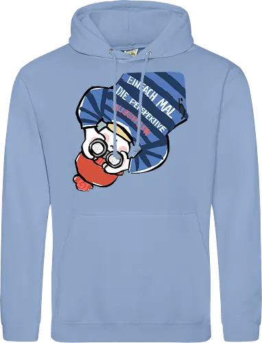 Einfach mal die Perspektive wechseln - Ringelpullisprüche, Ringeldinger, streifenweise, Spruch, Weisheit, Motivation, Ringelpulli, SprücheShirt, Cartoon Illustration, Statement, Handgezeichnet, Humor, Selbstironie, Streifenpulli, Spruchshirt, deutsch - Standard Hoodie