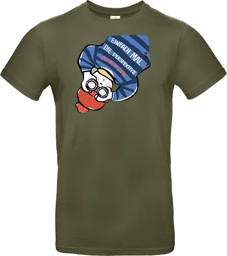 Einfach mal die Perspektive wechseln - Ringelpullisprüche, Ringeldinger, streifenweise, Spruch, Weisheit, Motivation, Ringelpulli, SprücheShirt, Cartoon Illustration, Statement, Handgezeichnet, Humor, Selbstironie, Streifenpulli, Spruchshirt, deutsch - Standard T-Shirt