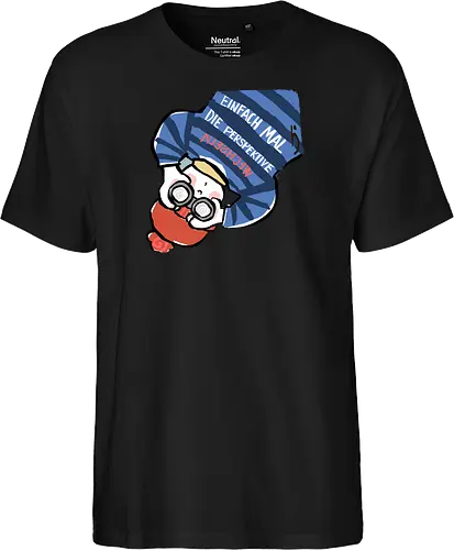 Einfach mal die Perspektive wechseln - Ringelpullisprüche, Ringeldinger, streifenweise, Spruch, Weisheit, Motivation, Ringelpulli, SprücheShirt, Cartoon Illustration, Statement, Handgezeichnet, Humor, Selbstironie, Streifenpulli, Spruchshirt, deutsch - Fairtrade T-Shirt