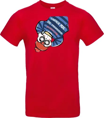 Einfach mal die Perspektive wechseln - Ringelpullisprüche, Ringeldinger, streifenweise, Spruch, Weisheit, Motivation, Ringelpulli, SprücheShirt, Cartoon Illustration, Statement, Handgezeichnet, Humor, Selbstironie, Streifenpulli, Spruchshirt, deutsch - Standard T-Shirt
