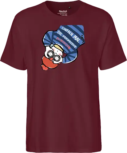 Einfach mal die Perspektive wechseln - Ringelpullisprüche, Ringeldinger, streifenweise, Spruch, Weisheit, Motivation, Ringelpulli, SprücheShirt, Cartoon Illustration, Statement, Handgezeichnet, Humor, Selbstironie, Streifenpulli, Spruchshirt, deutsch - Fairtrade T-Shirt