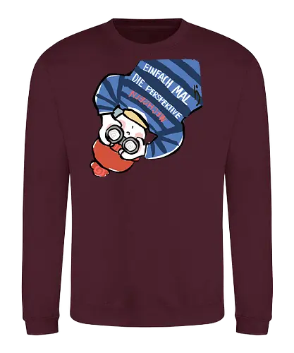 Einfach mal die Perspektive wechseln - Ringelpullisprüche, Ringeldinger, streifenweise, Spruch, Weisheit, Motivation, Ringelpulli, SprücheShirt, Cartoon Illustration, Statement, Handgezeichnet, Humor, Selbstironie, Streifenpulli, Spruchshirt, deutsch - Sweatshirt