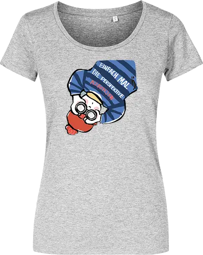 Einfach mal die Perspektive wechseln - Ringelpullisprüche, Ringeldinger, streifenweise, Spruch, Weisheit, Motivation, Ringelpulli, SprücheShirt, Cartoon Illustration, Statement, Handgezeichnet, Humor, Selbstironie, Streifenpulli, Spruchshirt, deutsch - Women T-Shirt