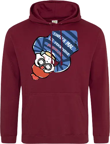 Einfach mal die Perspektive wechseln - Ringelpullisprüche, Ringeldinger, streifenweise, Spruch, Weisheit, Motivation, Ringelpulli, SprücheShirt, Cartoon Illustration, Statement, Handgezeichnet, Humor, Selbstironie, Streifenpulli, Spruchshirt, deutsch - Standard Hoodie
