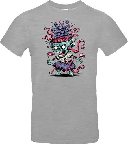 Creepy Zombie with Brain and Skulls Halloween Art