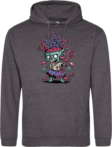 Creepy Zombie with Brain and Skulls Halloween Art