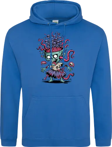 Creepy Zombie with Brain and Skulls Halloween Art