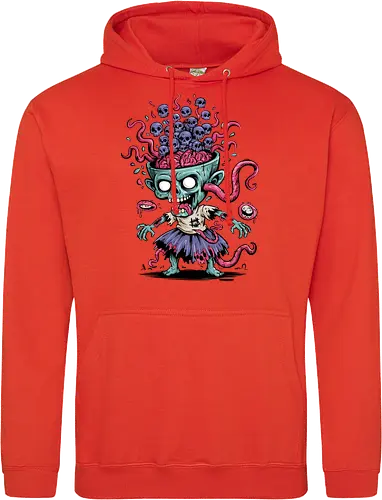 Creepy Zombie with Brain and Skulls Halloween Art