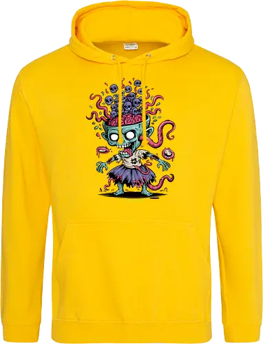 Creepy Zombie with Brain and Skulls Halloween Art