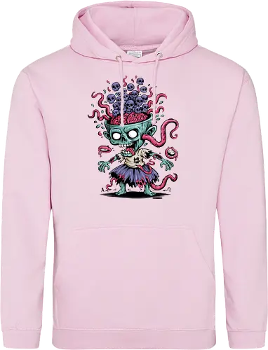 Creepy Zombie with Brain and Skulls Halloween Art