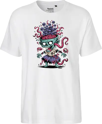 Creepy Zombie with Brain and Skulls Halloween Art