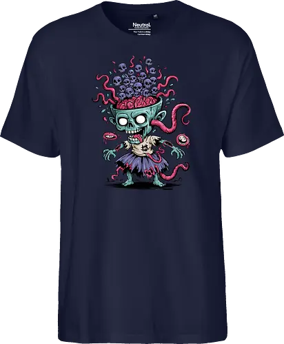Creepy Zombie with Brain and Skulls Halloween Art