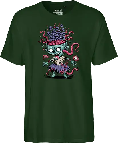 Creepy Zombie with Brain and Skulls Halloween Art