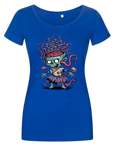 Creepy Zombie with Brain and Skulls Halloween Art