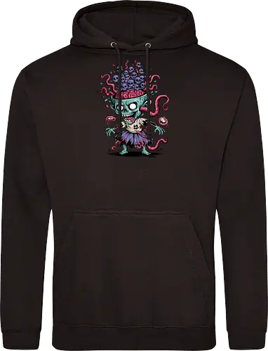 Creepy Zombie with Brain and Skulls Halloween Art