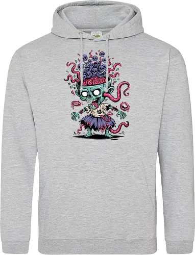 Creepy Zombie with Brain and Skulls Halloween Art