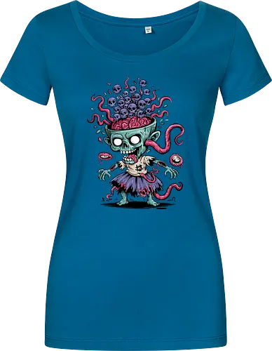 Creepy Zombie with Brain and Skulls Halloween Art