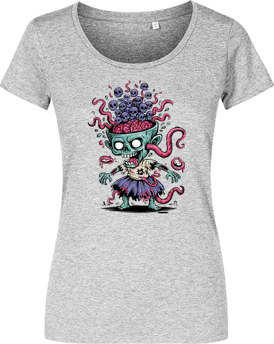Creepy Zombie with Brain and Skulls Halloween Art