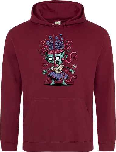 Creepy Zombie with Brain and Skulls Halloween Art