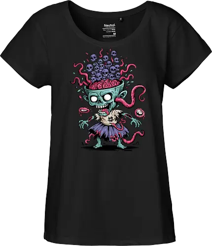 Creepy Zombie with Brain and Skulls Halloween Art