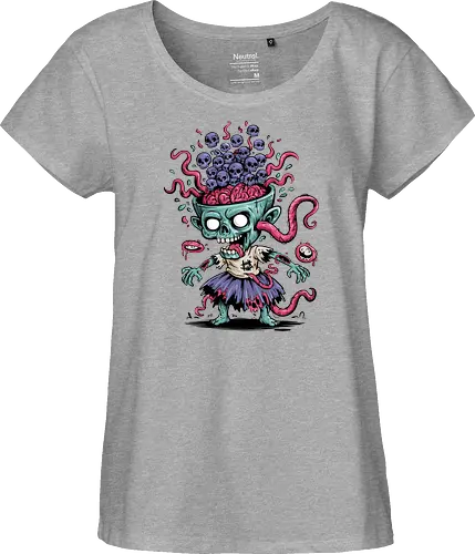 Creepy Zombie with Brain and Skulls Halloween Art
