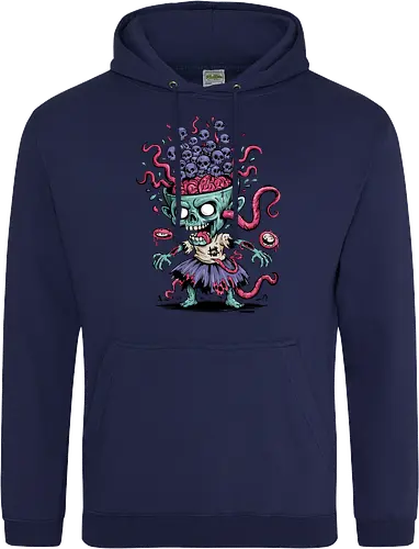 Creepy Zombie with Brain and Skulls Halloween Art