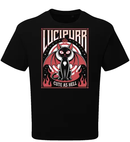 Lucipurr Cute as Hell" Funny Demon Cat Art Print