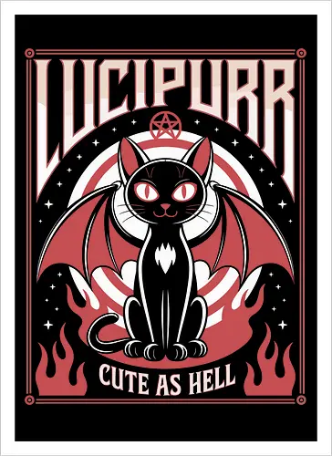 Lucipurr Cute as Hell" Funny Demon Cat Art Print