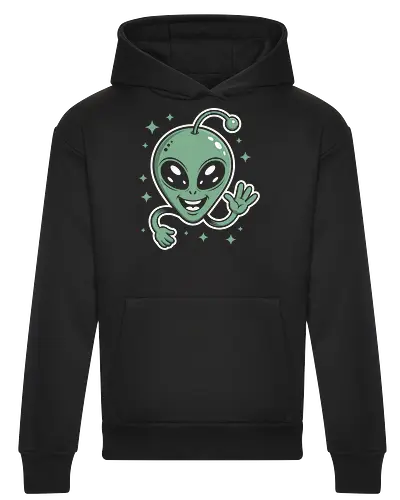 Cute Waving Alien Head with Antenna Sci-Fi Art