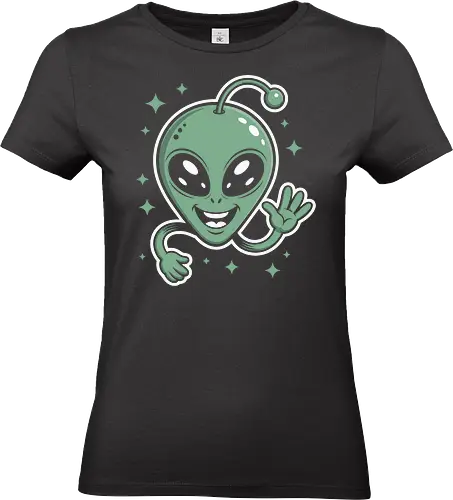 Cute Waving Alien Head with Antenna Sci-Fi Art