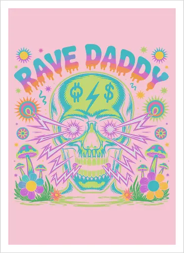 Rave Daddy" Psychedelic Skull