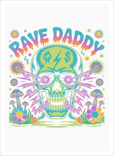 Rave Daddy" Psychedelic Skull