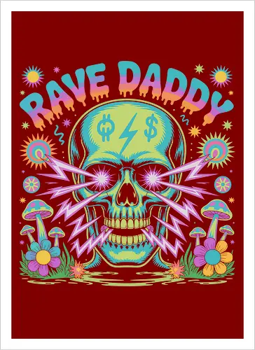Rave Daddy" Psychedelic Skull