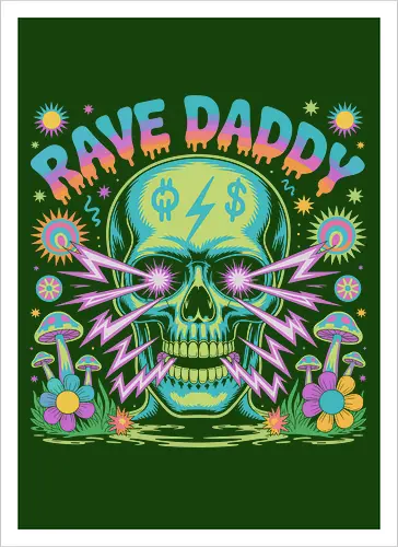 Rave Daddy" Psychedelic Skull
