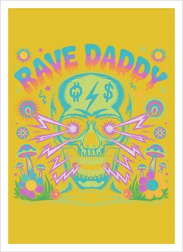 Rave Daddy" Psychedelic Skull
