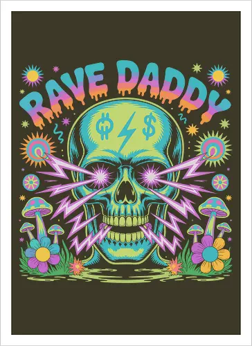 Rave Daddy" Psychedelic Skull