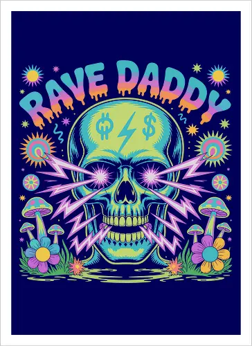 Rave Daddy" Psychedelic Skull