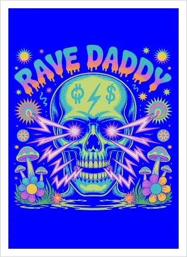 Rave Daddy" Psychedelic Skull
