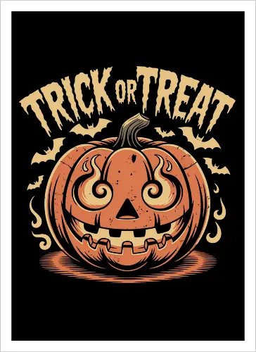 Trick or Treat" Flaming Jack-O'-Lantern Halloween Art