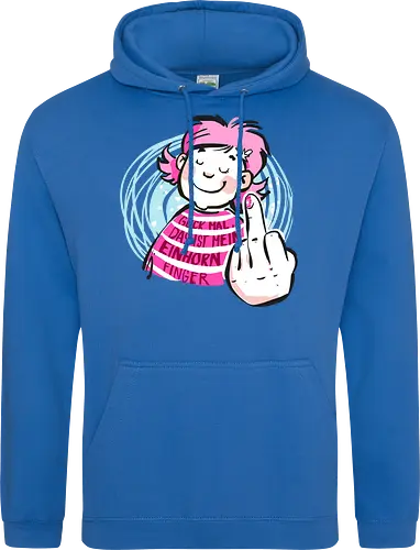 Einhornfinger - Ringelpullisprüche, Ringeldinger, streifenweise, Spruch, Weisheit, Motivation, Ringelpulli, SprücheShirt, Cartoon Illustration, Statement, Einhorn, Mittelfinger, Handgezeichnet, Humor, Selbstironie, Streifenpulli, Spruchshirt, deutsch - Standard Hoodie
