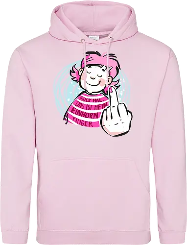 Einhornfinger - Ringelpullisprüche, Ringeldinger, streifenweise, Spruch, Weisheit, Motivation, Ringelpulli, SprücheShirt, Cartoon Illustration, Statement, Einhorn, Mittelfinger, Handgezeichnet, Humor, Selbstironie, Streifenpulli, Spruchshirt, deutsch - Standard Hoodie