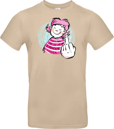 Einhornfinger - Ringelpullisprüche, Ringeldinger, streifenweise, Spruch, Weisheit, Motivation, Ringelpulli, SprücheShirt, Cartoon Illustration, Statement, Einhorn, Mittelfinger, Handgezeichnet, Humor, Selbstironie, Streifenpulli, Spruchshirt, deutsch - Standard T-Shirt