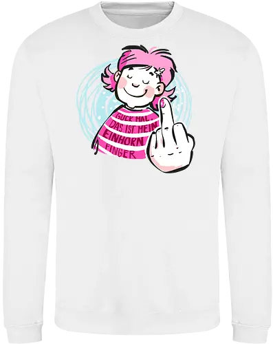 Einhornfinger - Ringelpullisprüche, Ringeldinger, streifenweise, Spruch, Weisheit, Motivation, Ringelpulli, SprücheShirt, Cartoon Illustration, Statement, Einhorn, Mittelfinger, Handgezeichnet, Humor, Selbstironie, Streifenpulli, Spruchshirt, deutsch - Sweatshirt