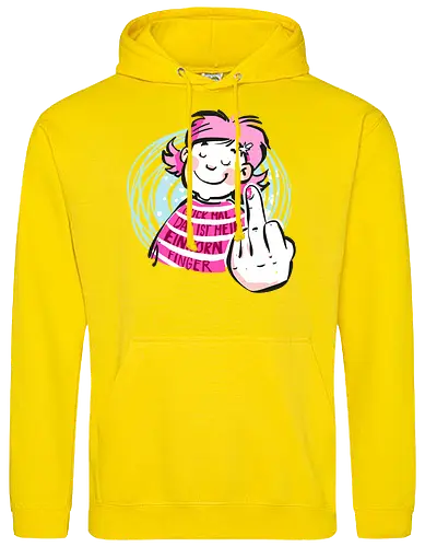 Einhornfinger - Ringelpullisprüche, Ringeldinger, streifenweise, Spruch, Weisheit, Motivation, Ringelpulli, SprücheShirt, Cartoon Illustration, Statement, Einhorn, Mittelfinger, Handgezeichnet, Humor, Selbstironie, Streifenpulli, Spruchshirt, deutsch - Standard Hoodie